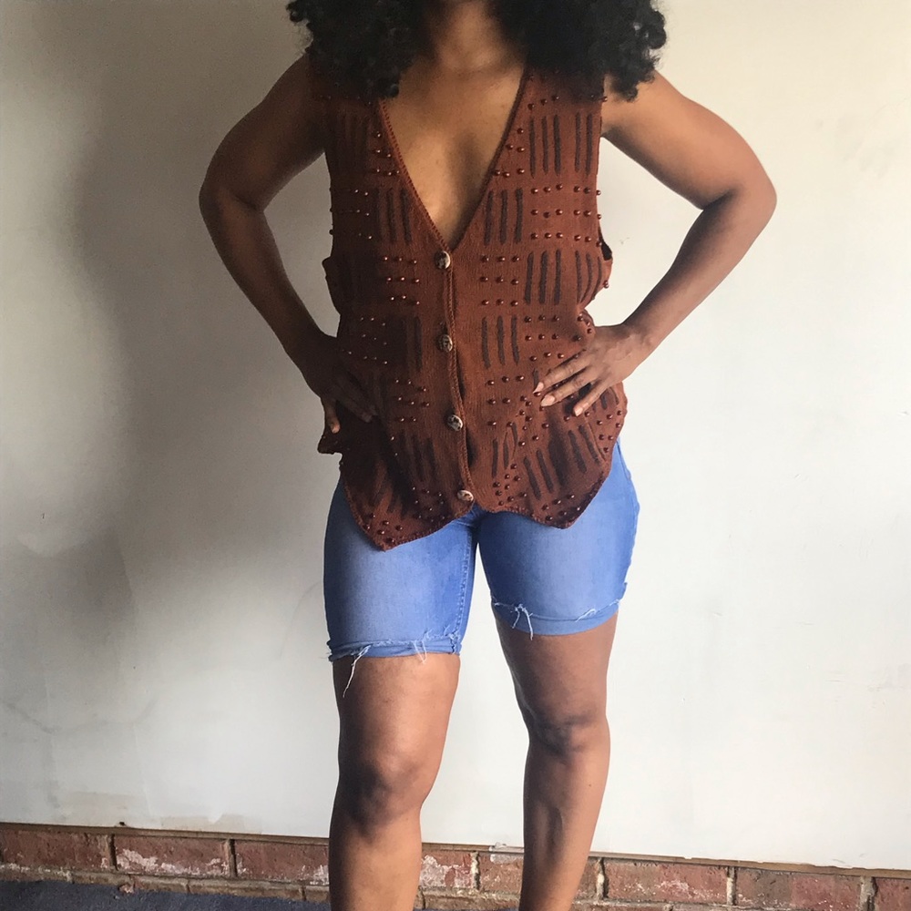 Vest- Vintage/tribal Mudcloth design